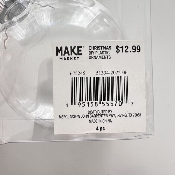 Holiday Crafting Clear Plastic Christmas Ornaments 3.5” Round Discs Box Of 4 - Picture 3 of 3